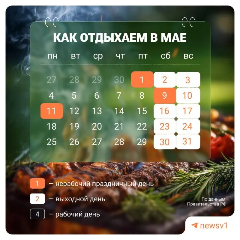 В России 9, 10 и 11 мая объявлены официальными нерабочими днями, посвящёнными празднованию и памяти Дня Победы.