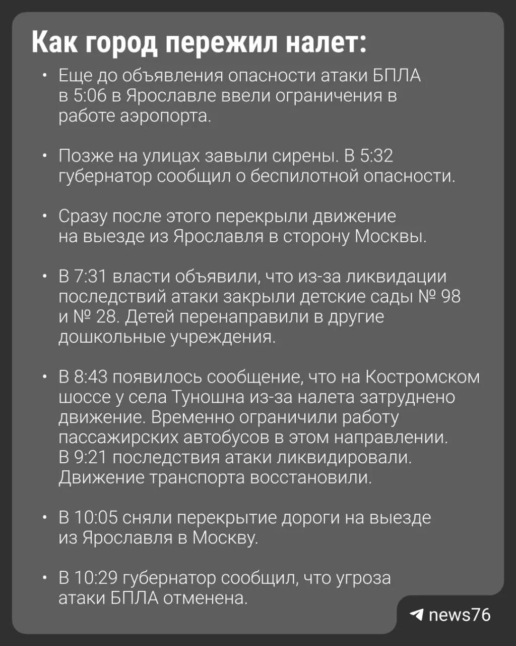 67 беспилотников атаковали Ярославль; обломки попали в автобус, погиб один человек, 27 пострадали.