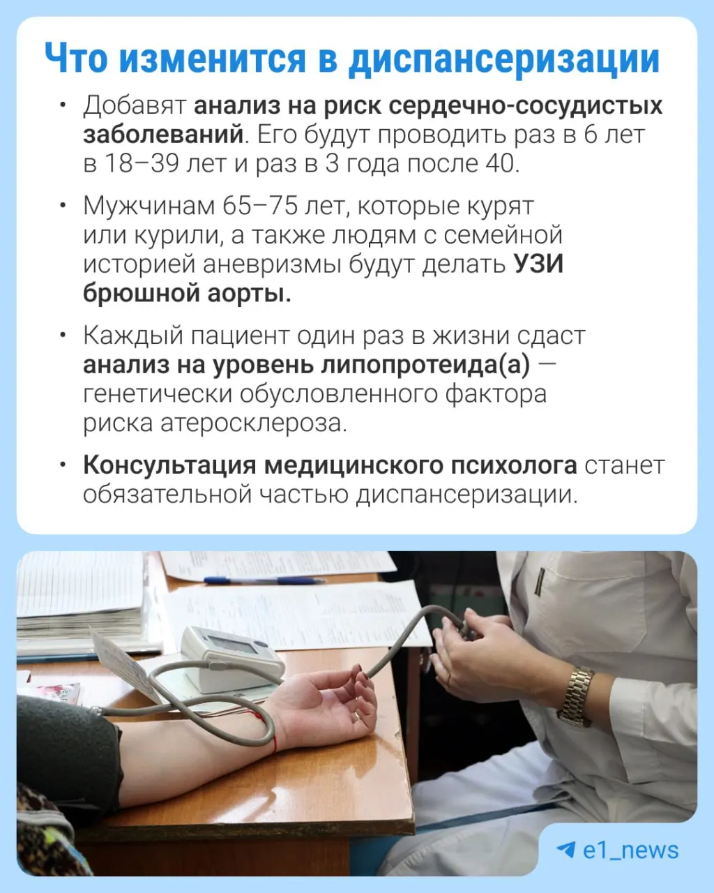 Минздрав обновляет правила диспансеризации, расширяя перечень анализов и акцентируя внимание на сердечно-сосудистых заболеваниях.